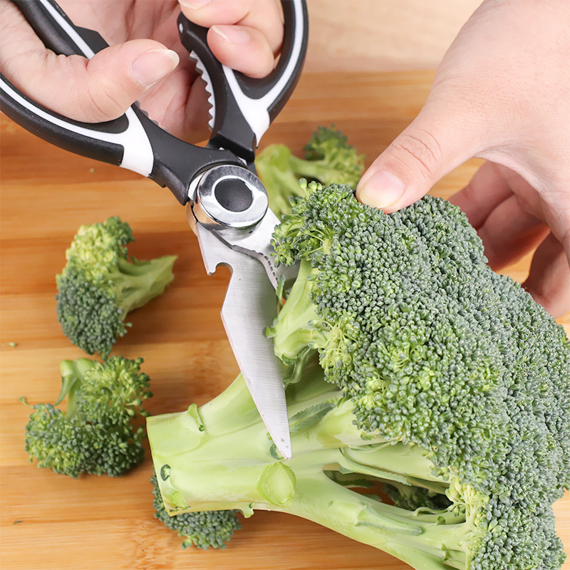 One-piece food scissors, powerful chicken bone scissors, multi-functional sharp meat scissors, household scissors, electroplated panda scissors Specification drawing
