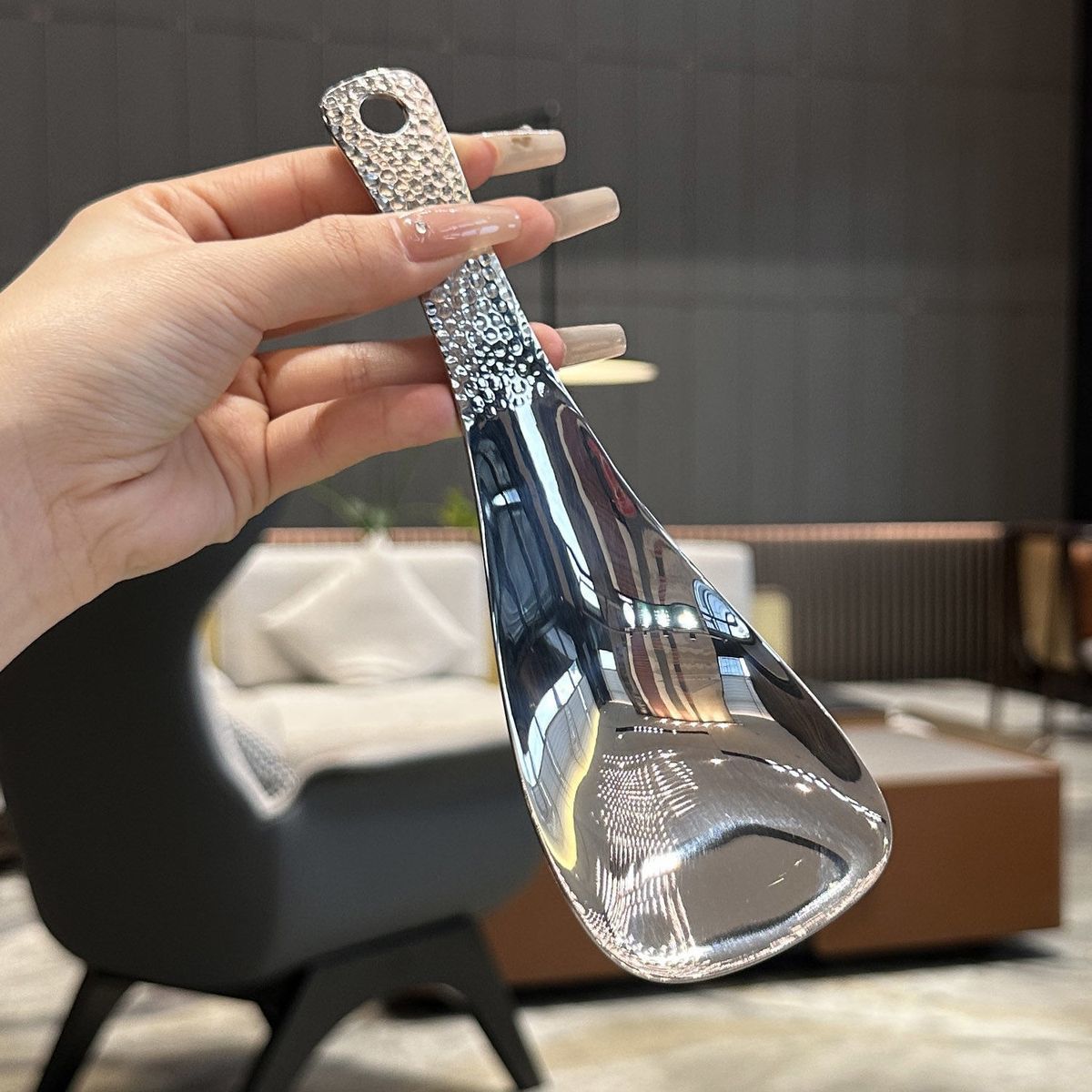 Stainless steel rice spoon, creative hammer-patterned square rice serving spoon, household rice spatula, cafeteria and restaurant rice serving spoon, rice cooker spatula full figure