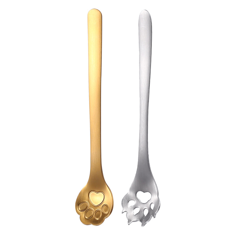 304 stainless steel spoon, creative spoon, titanium gold cat paw spoon, mug, mixing spoon, coffee spoon, cat paw cup, gift spoon Item Picture