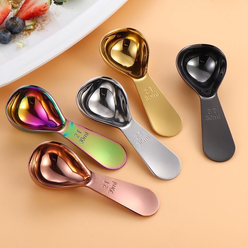 304 stainless steel measuring spoon, seasoning spoon, 30ml tea and coffee bean short-handled spoon, milk powder spoon, baking tools details Picture