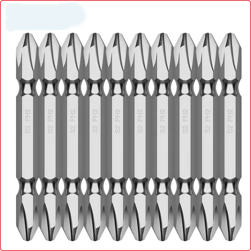 Double-stick screw screwdriver bit, strong magnetic pneumatic screwdriver bit, S2 material screwdriver tip, double-head cross-head pneumatic screwdriver bit, 65-150 Item Picture