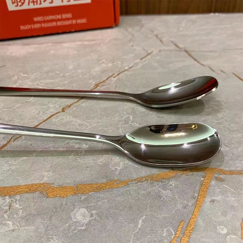 Stainless steel spoon, long-handled stirring spoon, honey spoon, ice spoon, coffee spoon, dessert spoon, seasoning spoon, small spoon details Picture