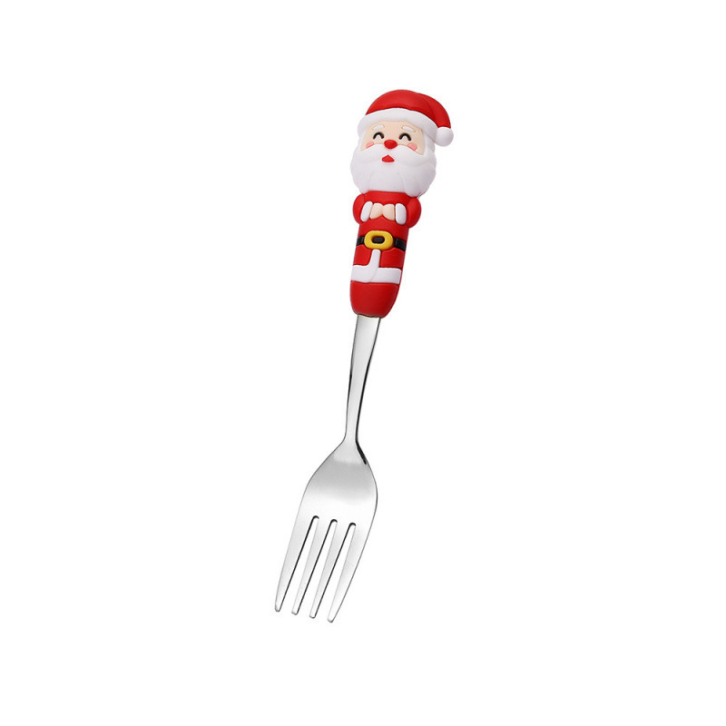 Cross-border Christmas spoon creative tableware doll Dessert spoon and fork Cartoon Christmas tree spoon and fork gift box set Item Picture