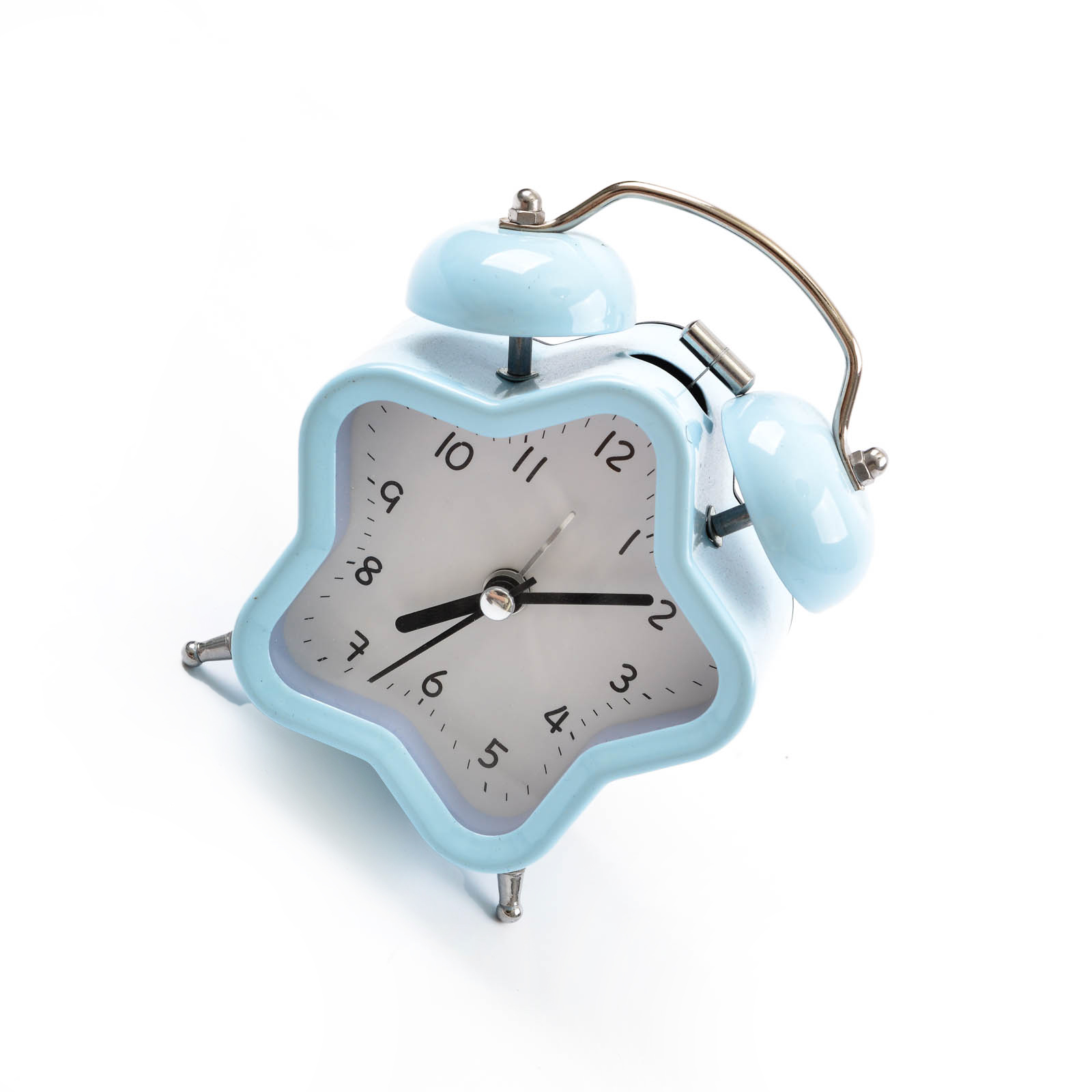 儿童中小学生床头桌面电子时钟静音可爱机械铃指针闹钟白底实物图