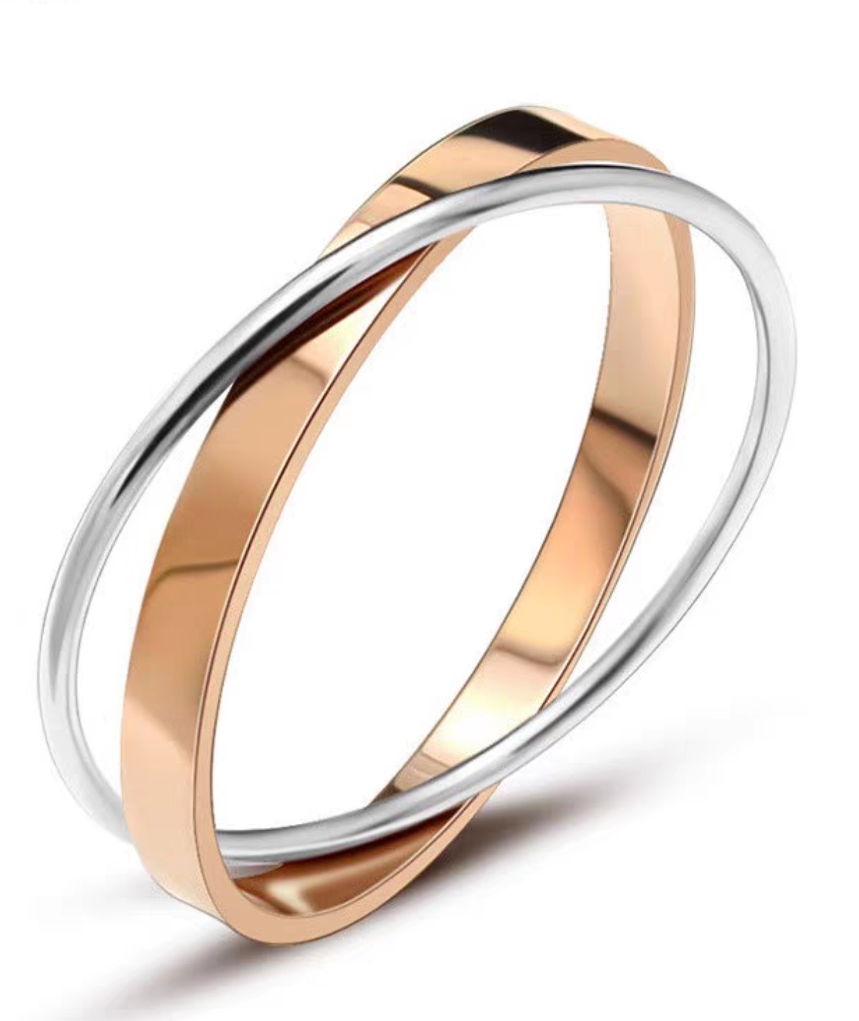 Factory direct sales of two-color cross-ring bracelets for couples, smooth stainless steel bracelets and titanium steel jewelry detail image 3
