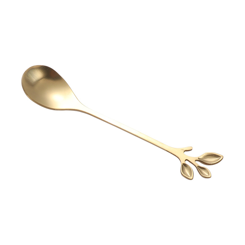 Stainless steel spoon, golden leaf spoon, fruit fork, souvenir spoon, coffee stirring spoon, honey spoon, bird's nest lotus root starch spoon Item Picture