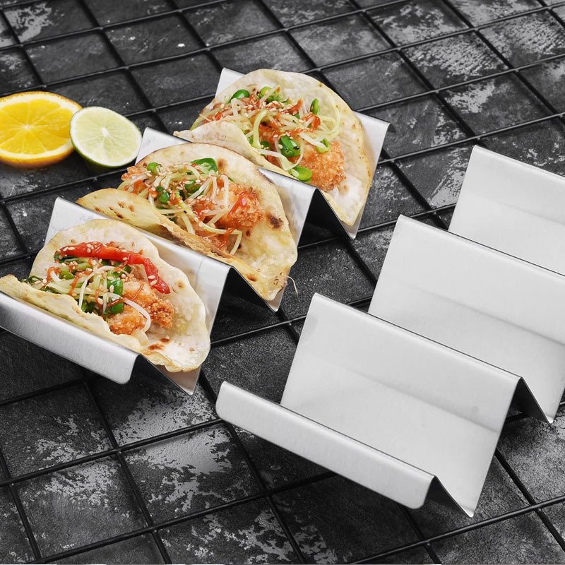 Cross-border 430 stainless steel grill, Mexican tortilla rack tray, 3-compartment rack, tacoholder, tortilla rack details Picture