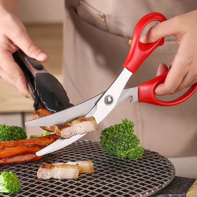Stainless steel household kitchen barbecue scissors, barbecue scissors, Korean-style kitchen steak scissors, thickened and powerful scissors details Picture