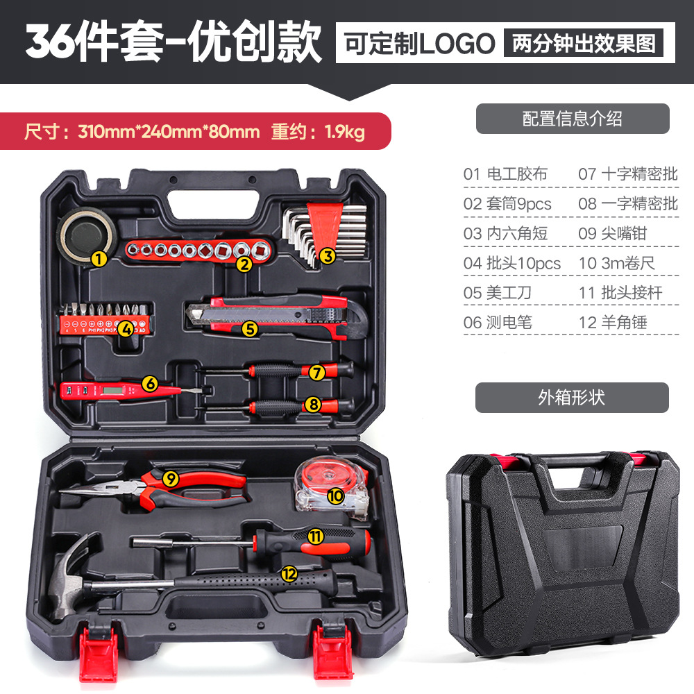 Wholesale of 36-piece household tool sets, manual car tools, household combination tool sets, box sets Application Scenario