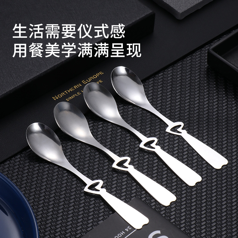 Stainless steel coffee stirring spoon, creative ins gift mug spoon, cute dessert ice cream heart-shaped spoon Specification drawing