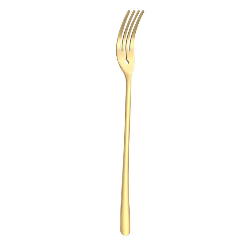 Stainless steel fruit skewers, portable fruit forks, round hole forks, popular photo shoots, dinner party dessert forks, cake salad forks Item Picture