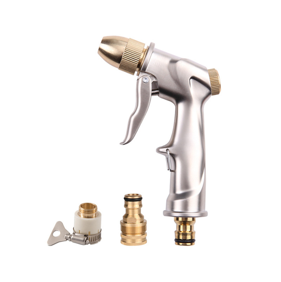 Metal car wash water gun, household water grab set, high-pressure water gun head, telescopic water pipe, 7.5 meters -30 meters water gun set Item Picture