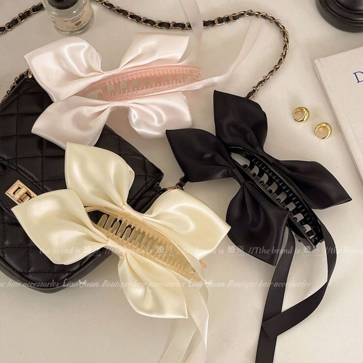 Korean sweet high ponytail wonder, cute bow hair accessory, 2025 new style hair clip, high-end banana clip at the back of the head