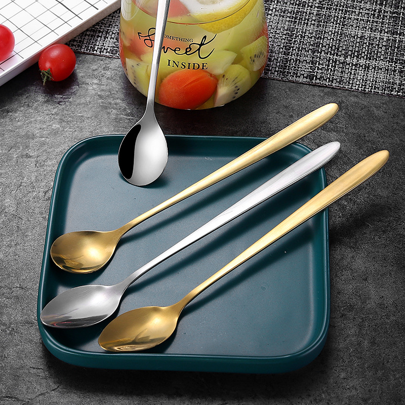 Stainless steel spoons, long-handled pointed round spoons, coffee stainless steel spoons, stainless steel tableware, mug spoons Specification drawing
