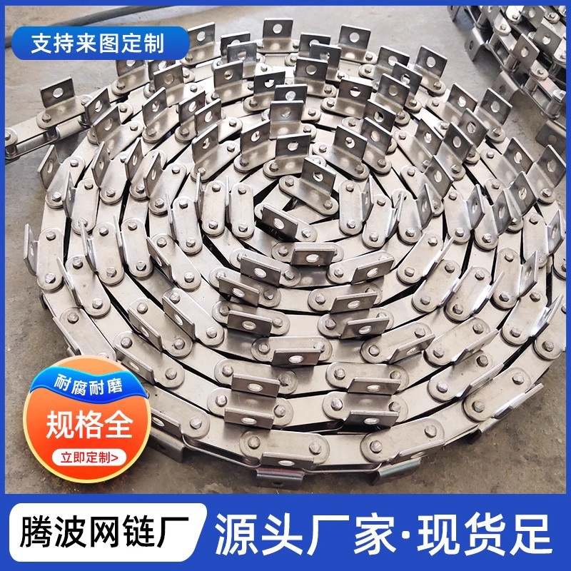 304 stainless steel chain 12A straight plate conveyor chain, non-standard production of double-pitch plate drive roller chain details Picture