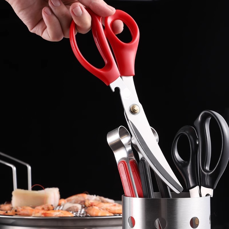 Stainless steel barbecue scissors, Korean kitchen scissors, commercial steak and chicken cutlet barbecue restaurant special scissors, household scissors full figure