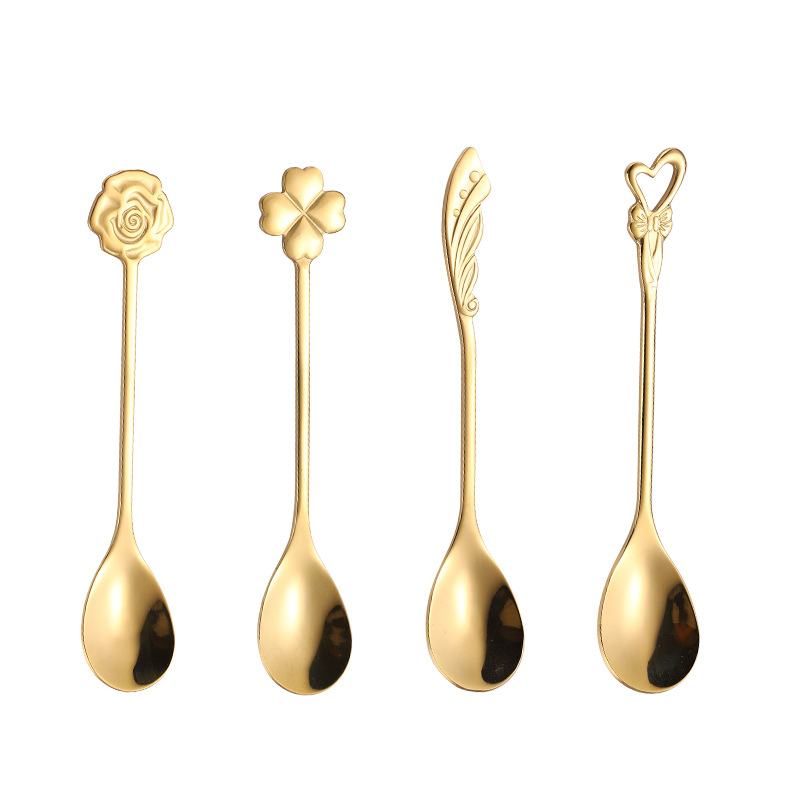Cross-border 304 stainless steel coffee stirring spoon, creative wing rose heart-shaped ice cream spoon as a souvenir spoon Item Picture