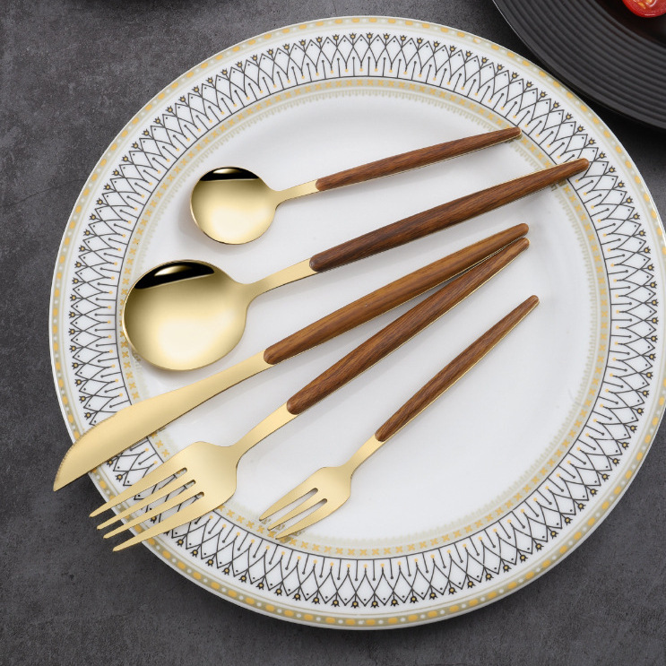 Stainless steel Portuguese handle Western tableware, long-handled soup spoon, pasta fork, dessert spoon, tea fork, steak knife, fork and spoon set details Picture