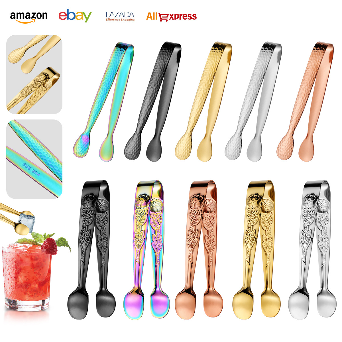304 stainless steel clamps, rose ice clamps, ice clamps, food clamps, drink clamps, coffee cube clamps, ice bucket ice cube clamps details Picture