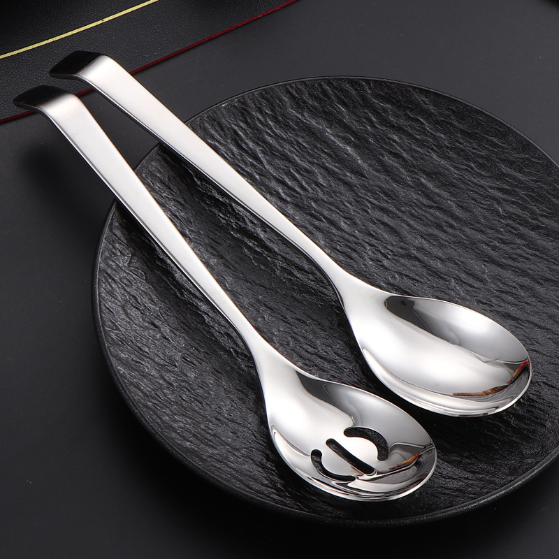 304 stainless steel public spoon drain, long-handled serving spoon, household dining and soup spoon, tableware, hotel service spoon drain full figure