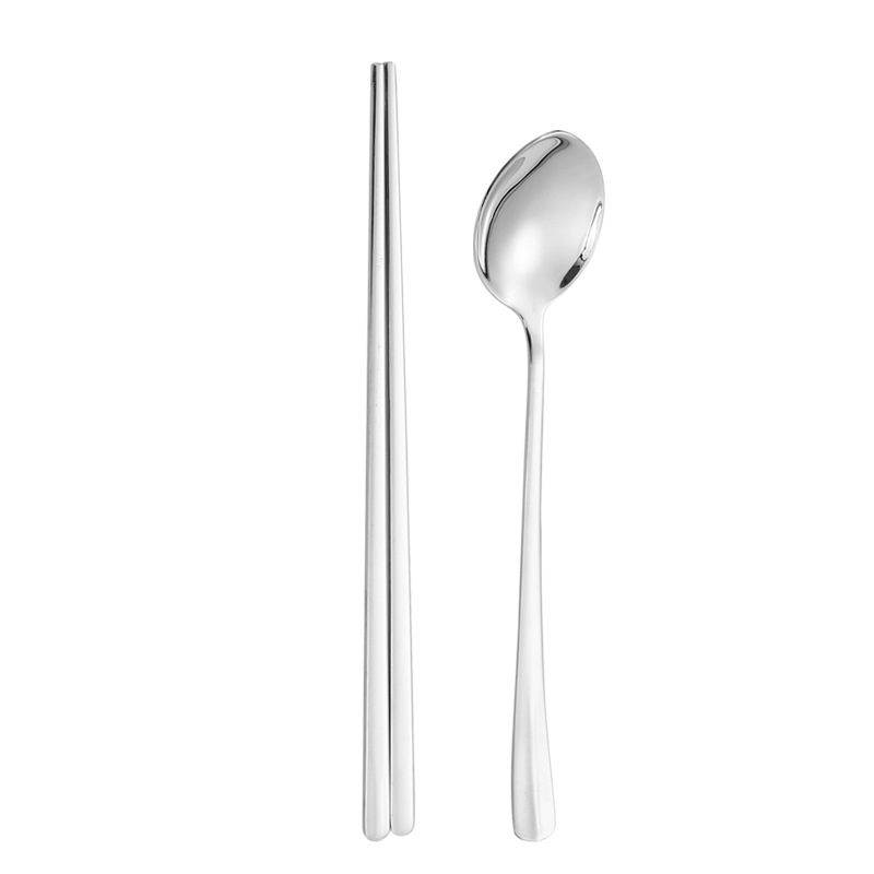 304 stainless steel spoons and chopsticks, long-handled soup spoons and chopsticks for restaurants, household dining spoons and spoons, Korean-style spoons and chopsticks Item Picture