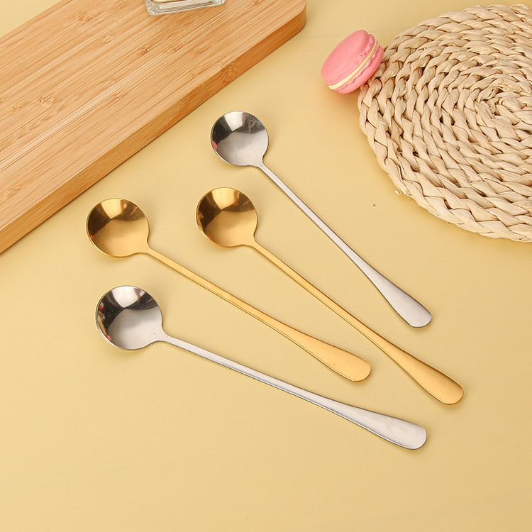 Stainless steel spoon, long-handled ice spoon, 1010 ice tip, ice round, stirring spoon, honey spoon, mug, gift spoon details Picture