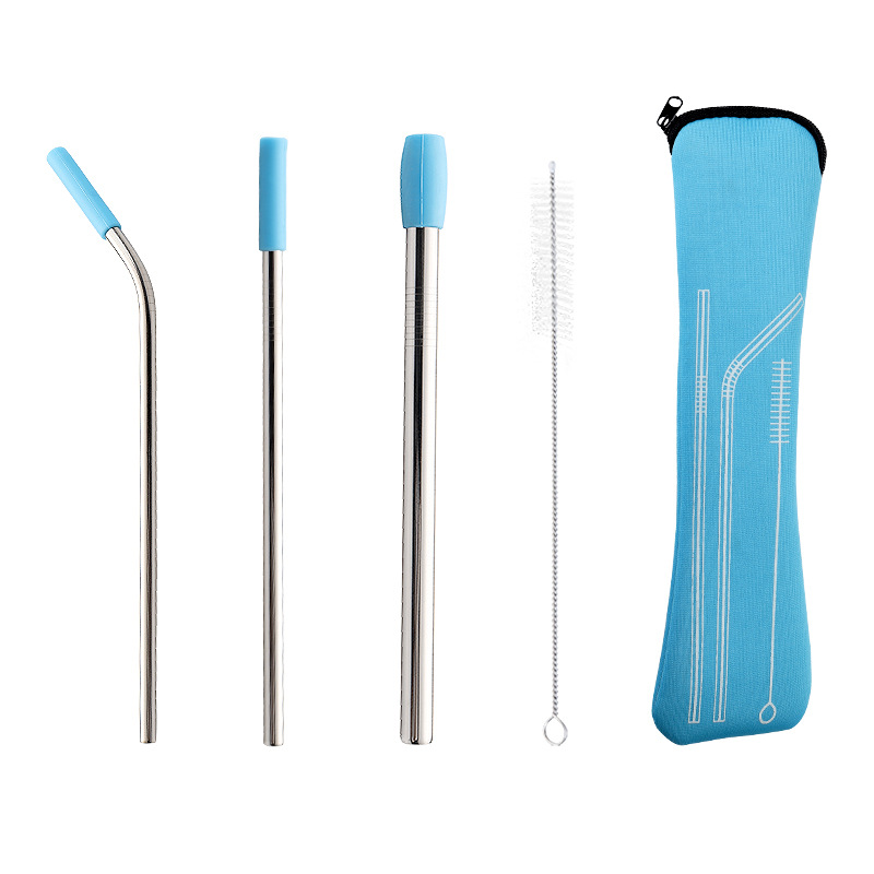 Stainless steel straw three-piece set, silicone head straw set, YETI cup, milk tea straw, 18/8 food-grade straw Item Picture