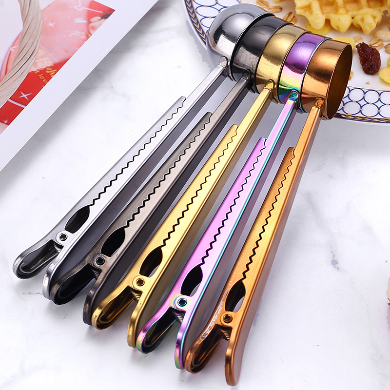 430 stainless steel spoon, food and snack sealing clamp, multi-functional sealing clamp, milk powder measuring spoon, coffee spoon clamp Application Scenario