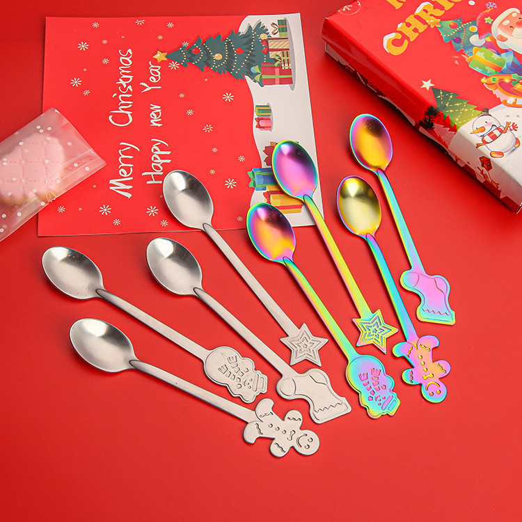 Cross-border Christmas tableware creative cartoon spoons, coffee mixing spoons, cake and dessert spoons, Christmas gift box set Application Scenario