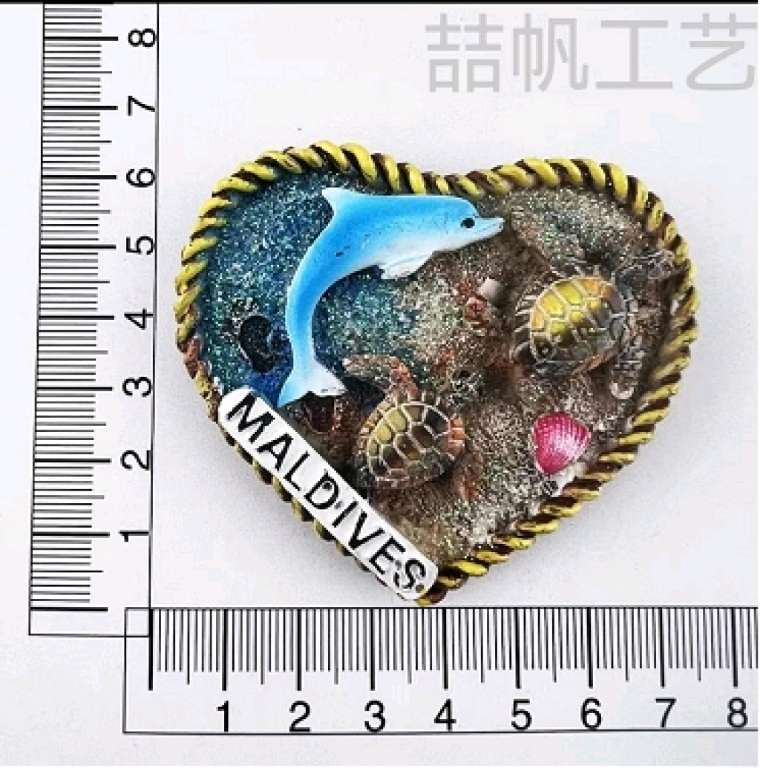 The Maldives beach seafood series features creative and personalized resin magnets, fridge magnets, starfish, conches, turtles, slippers, dolphins, shells, and a wide variety of travel souvenirs detail image 10