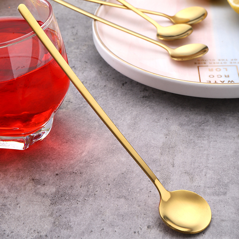 Stainless steel spoons, ins tableware, small round spoons, coffee stirring spoons, titanium gold small round spoons, honey small spoons, souvenirs Specification drawing