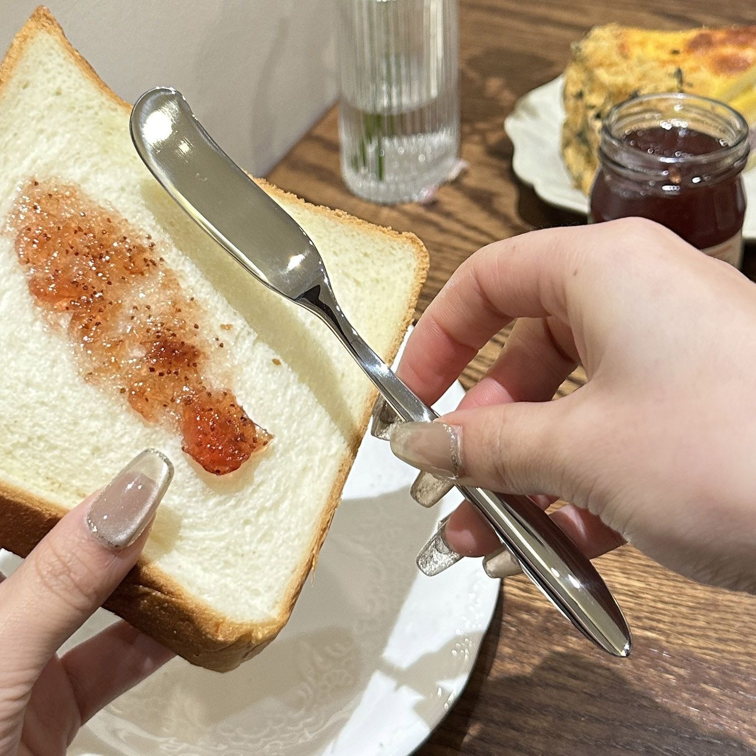316 stainless steel butter knife, creative butter spreading knife, bread and toast cream knife, Western cheese knife, jam knife Specification drawing