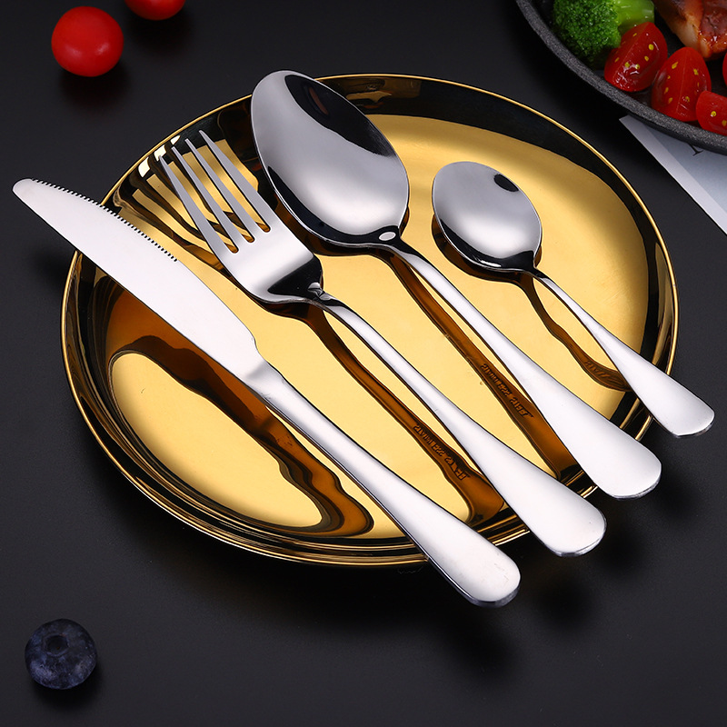 1010 stainless steel tableware, knives, forks, spoons, Western steak knives and forks, household thickened pointed spoons, round spoons, hotel supplies Application Scenario