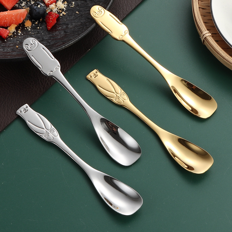 304 stainless steel spoon, creative cartoon penguin coffee spoon, bear ice cream and Popsicle spoon, dessert spoon, children's spoon details Picture