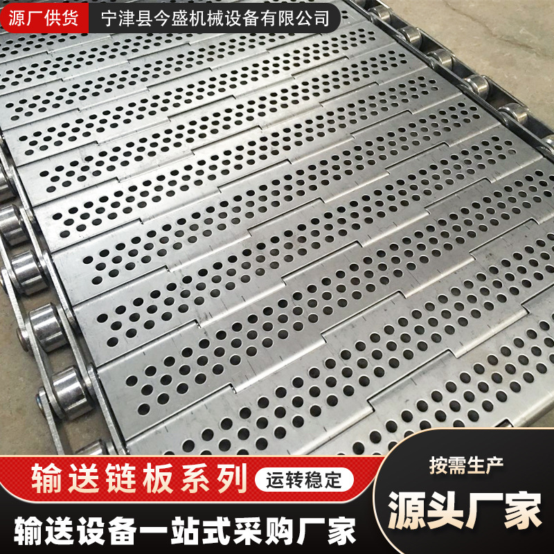 Supply 304 stainless steel conveyor chain plates for draining and perforating fruit and vegetable cleaning and drying, 304 stainless steel chain plates Application Scenario