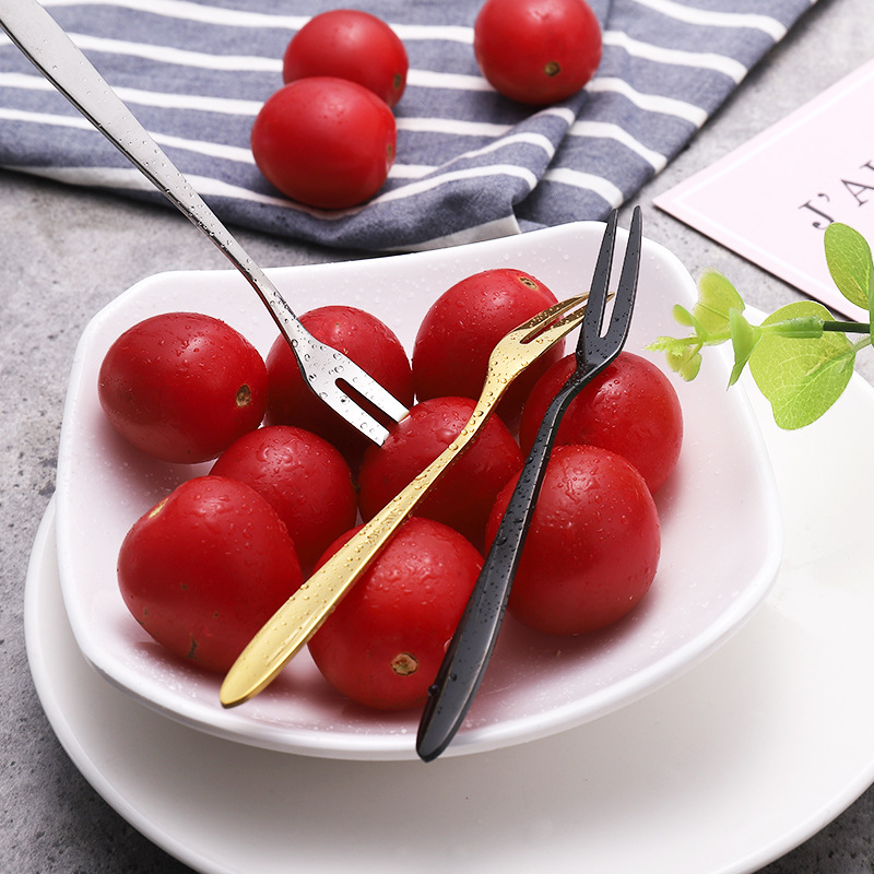 Best-selling Instagram influencer fork 304 stainless steel fruit fork, cake dessert fork, two-toothed mooncake fork, Western food fruit skewer details Picture