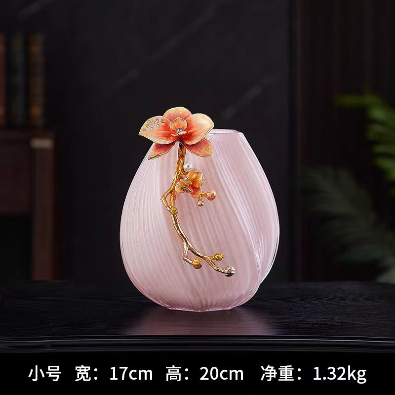 轻奢珐琅彩玻璃花瓶摆件高级感客厅玄关桌面高端艺术摆设家居装饰信意工艺
