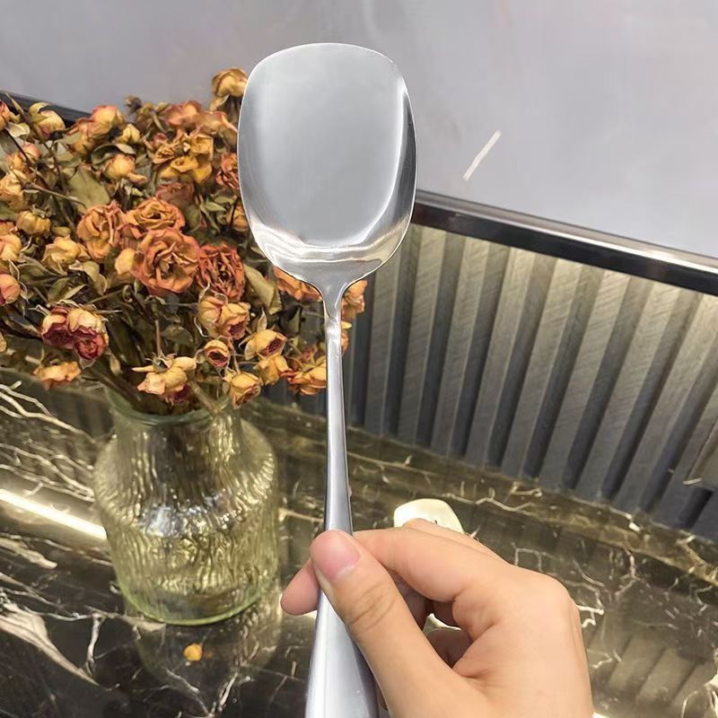 Stainless steel serving spoons, small spatulas, student dormitory frying spatulas, soup spoons, household kitchenware, cooking and stir-frying spatulas Specification drawing