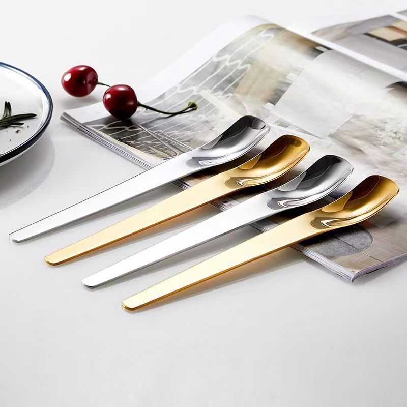Cross-border 304 stainless steel ice cream spoon, popular mixing spoon, long-handled cake dessert spoon, coffee spoon, ice cream spoon Specification drawing