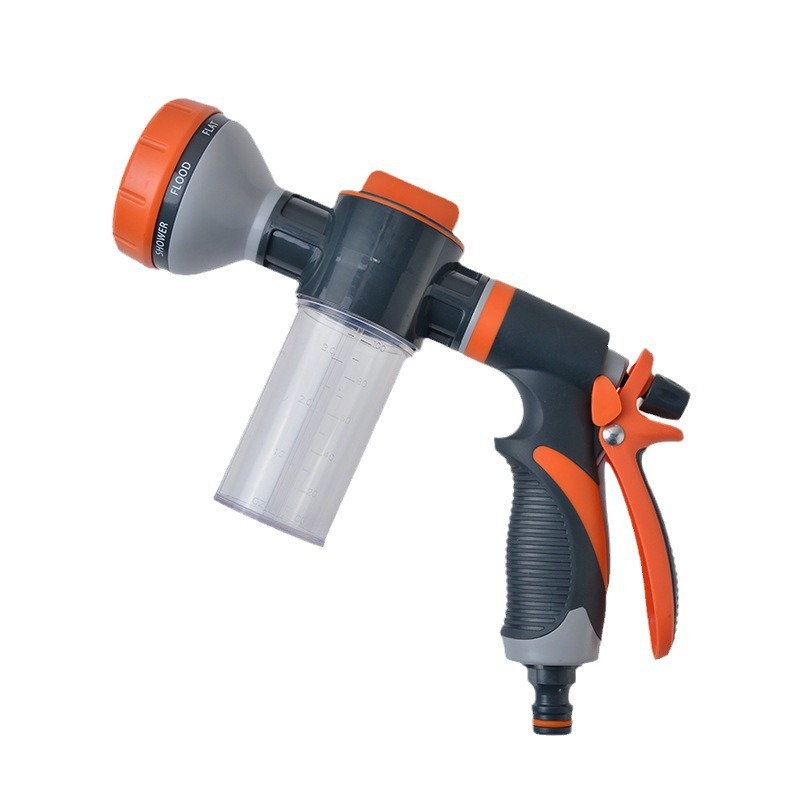 New 8-function rubber-coated foam water gun, car wash water gun, garden and gardening watering nozzle, pet shower head Item Picture