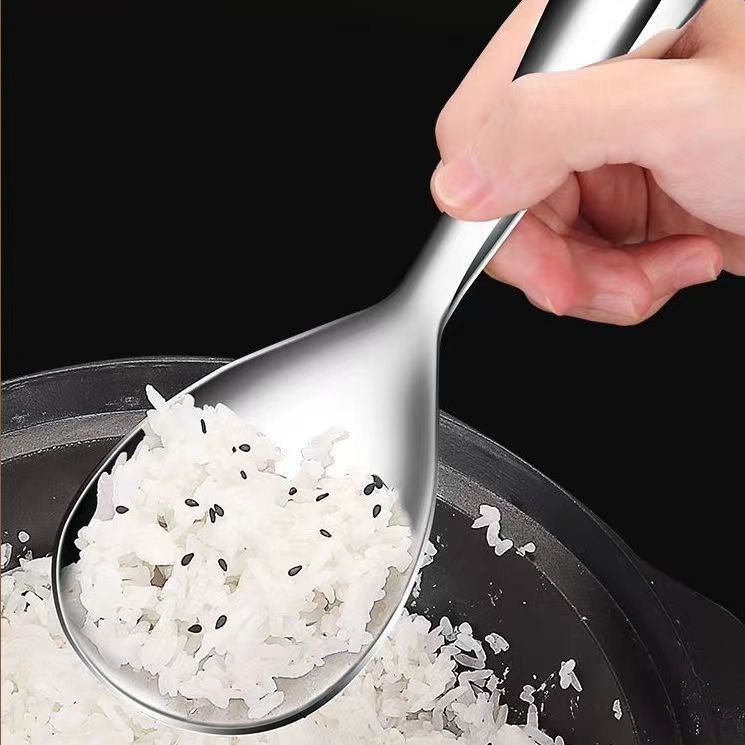 Stainless steel rice spoons, non-stick kitchen rice serving spoons, rice spatula, large household rice spoons, cafeteria self-service rice spoons details Picture