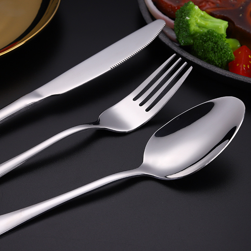 1010 stainless steel tableware, knives, forks, spoons, Western steak knives and forks, household thickened pointed spoons, round spoons, hotel supplies Specification drawing