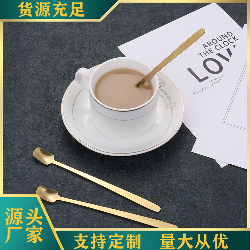 Factory direct sales of stainless steel spoons, golden square-head spoons, ice spoons, medicine spoons, long-handled coffee spoons, glass cups, and mixing spoons full figure