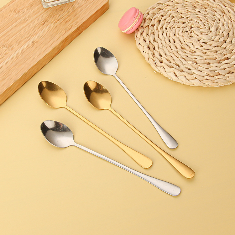 Stainless steel spoon, long-handled ice spoon, 1010 ice tip, ice round, stirring spoon, honey spoon, mug, gift spoon Application Scenario