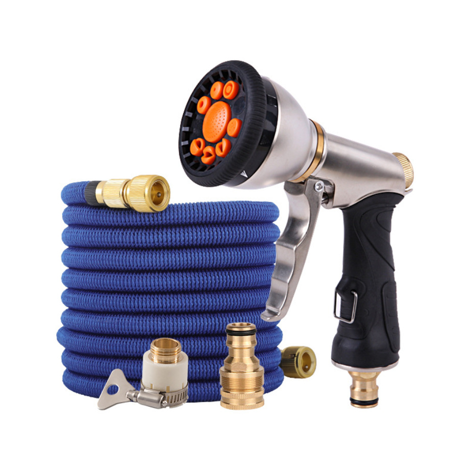 SNJUE9 Functional car Wash Water gun set, 3x telescopic Magic Water pipe, Garden flower watering alloy water gun set Item Picture