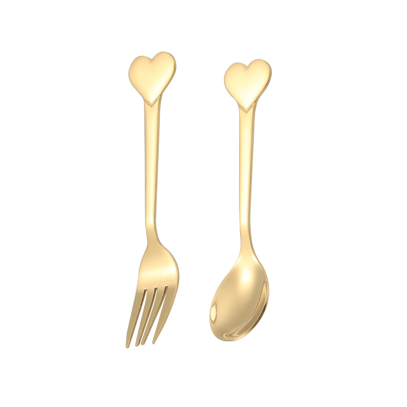 Stainless steel heart-shaped spoon, bird's nest spoon, coffee spoon, dessert spoon, fruit fork, mixing spoon, creative spoon, Christmas gift set Item Picture