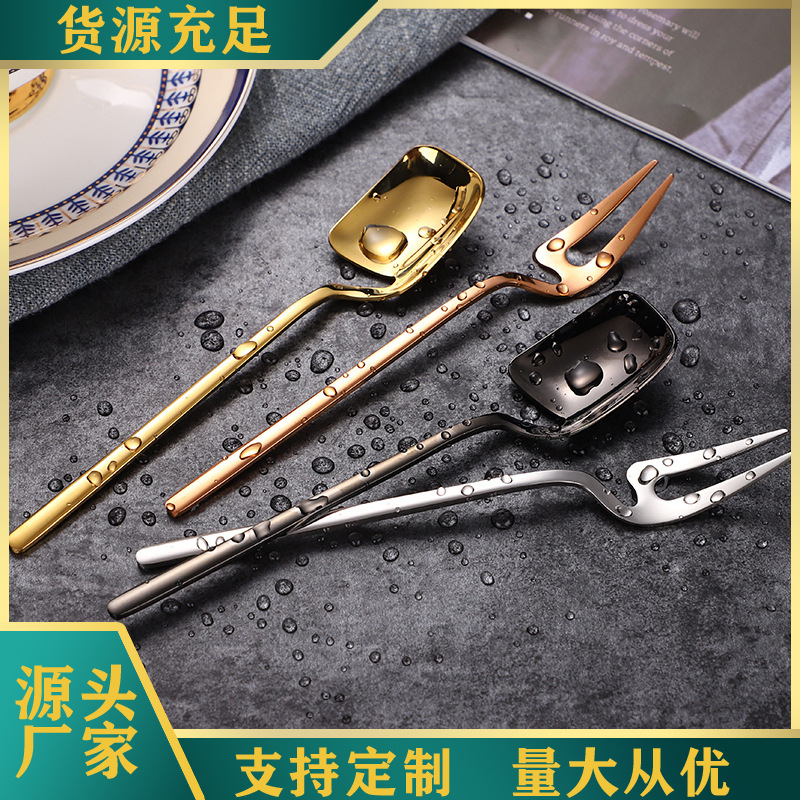 Cross-border exclusive stainless steel 304 spoons, creative ice cream coffee spoons, fruit forks, wall-mounted mixing spoons, mug spoons full figure