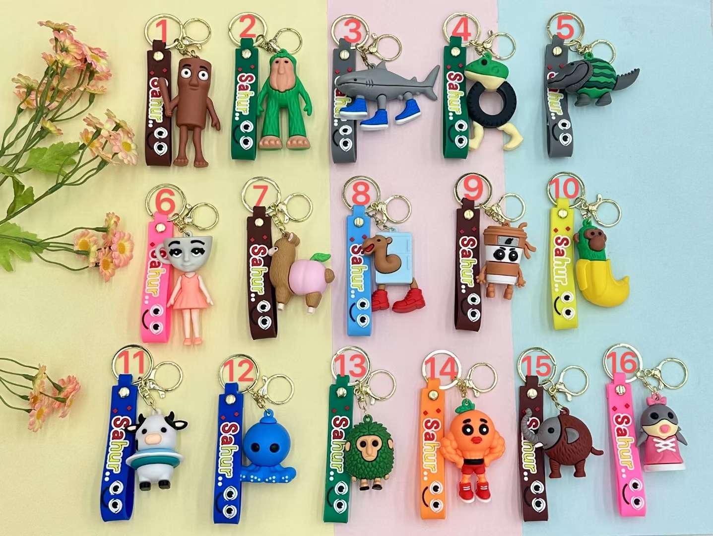 跨境新品山海经搞怪钥匙扣玩偶书包挂件奶牛章鱼情侣汽车钥匙链 