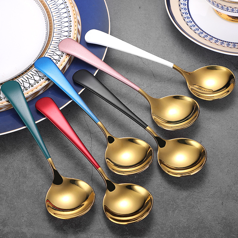 304 stainless steel popular round-head spoon, children's rice spoon, spoon, dessert, bird's nest, lotus root starch spoon, souvenir details Picture