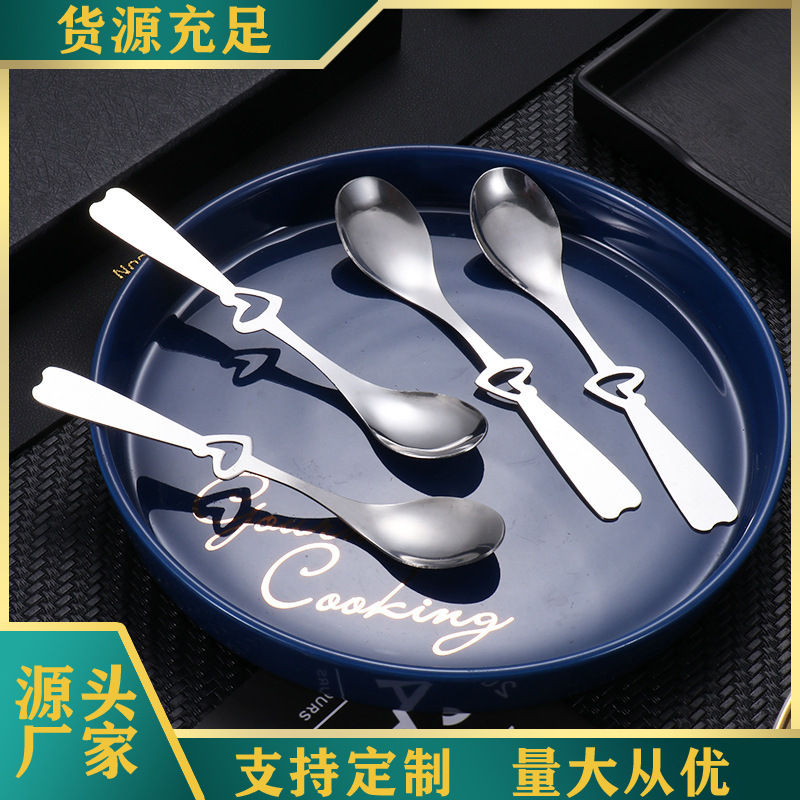 Stainless steel coffee stirring spoon, creative ins gift mug spoon, cute dessert ice cream heart-shaped spoon full figure